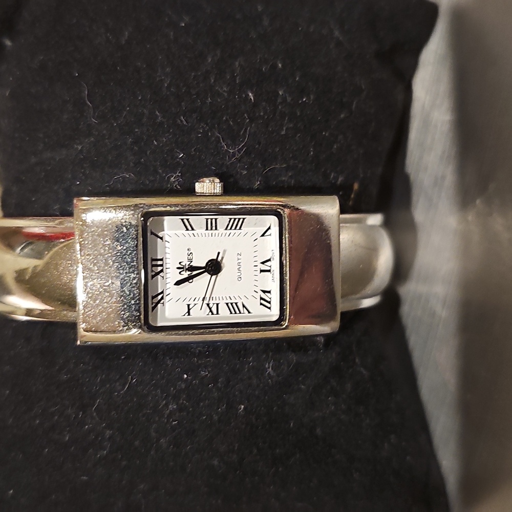 Cannes Women's Classic Cuff Silver Watch Working has New Battery